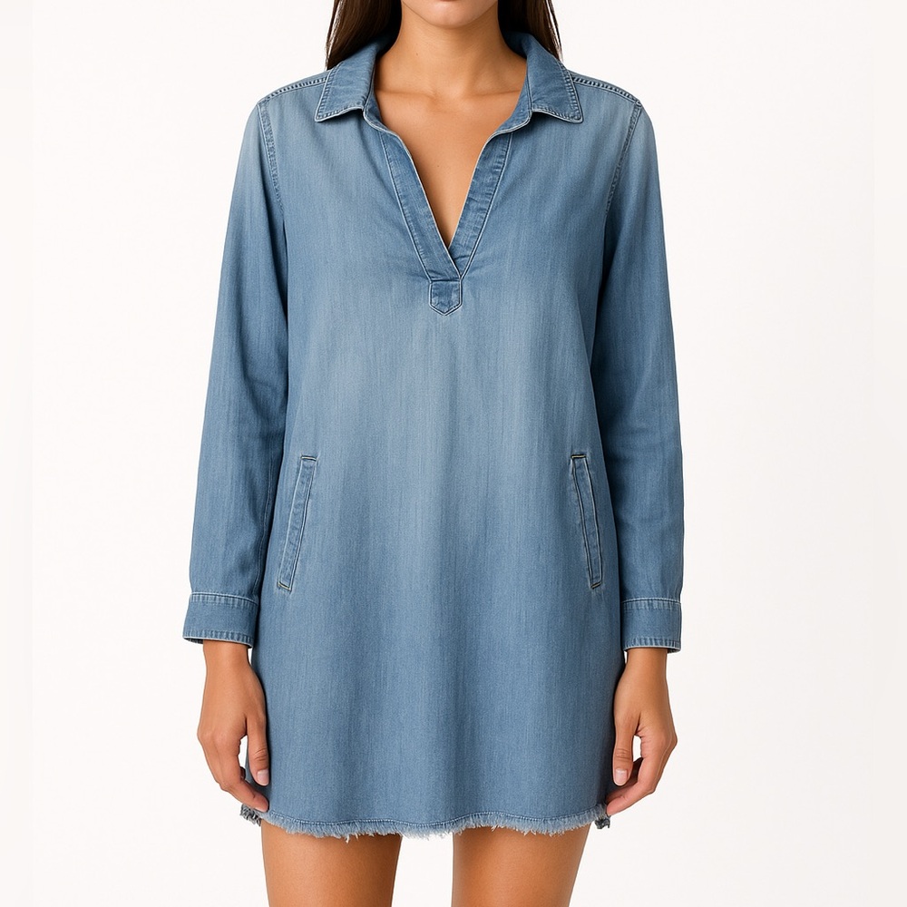 Bella Dahl Blue Tencel Chambray Tunic Shirt Dress